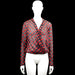 Zara trafaluc - Blouse - Gray & Red - Size S - Gray top with a red polka dot pattern and a V-neck wrap front. Long sleeves with plain cuffs and an elastic hem.