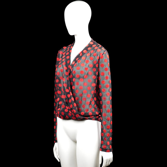 Blouse - Gray & Red - Size S