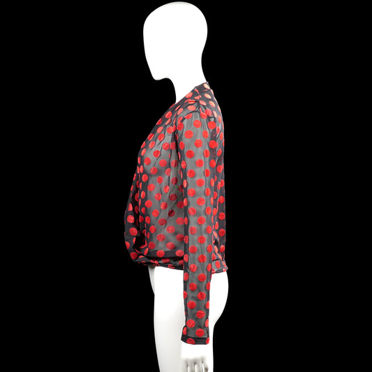 Blouse - Gray & Red - Size S