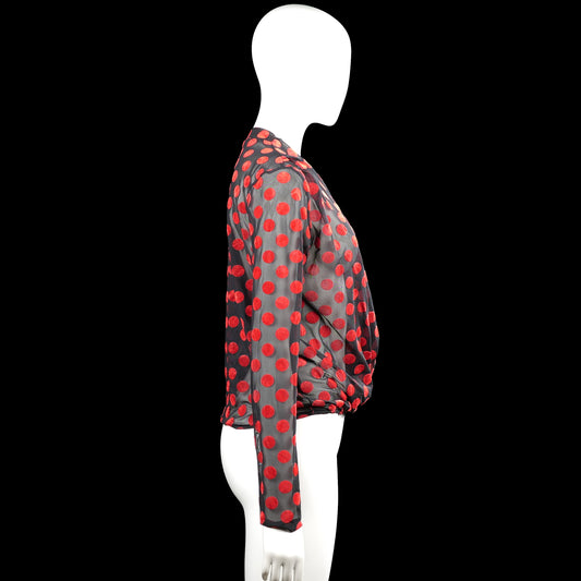 Blouse - Gray & Red - Size S
