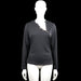Chicme - Long-sleeve top - Charcoal - Size L - (NEW) - Charcoal solid long-sleeve top with an asymmetrical neckline and decorative buttons across the front. Straight hem and plain cuffs.