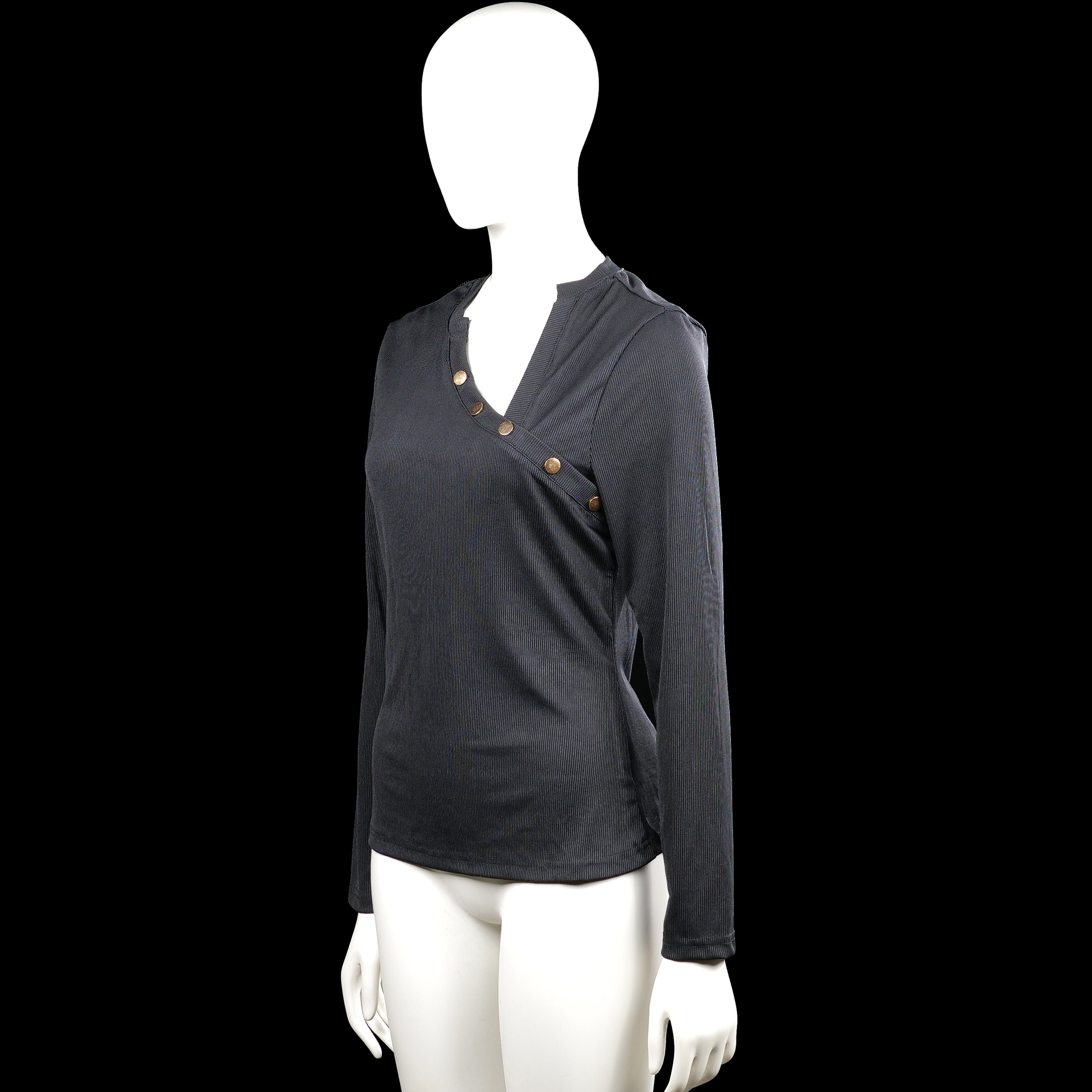 Long-sleeve top - Charcoal - Size L - (NEW)