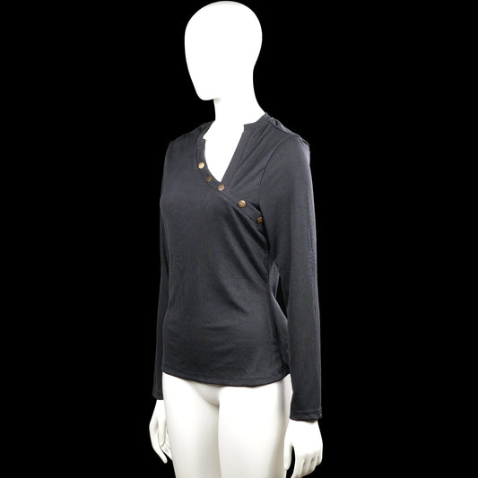 Long-sleeve top - Charcoal - Size L - (NEW)