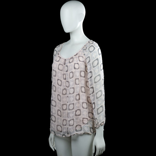 Blouse - White & Gray - Size M
