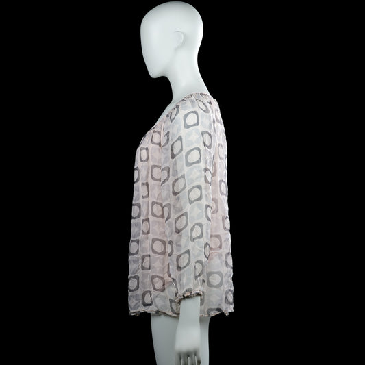Blouse - White & Gray - Size M