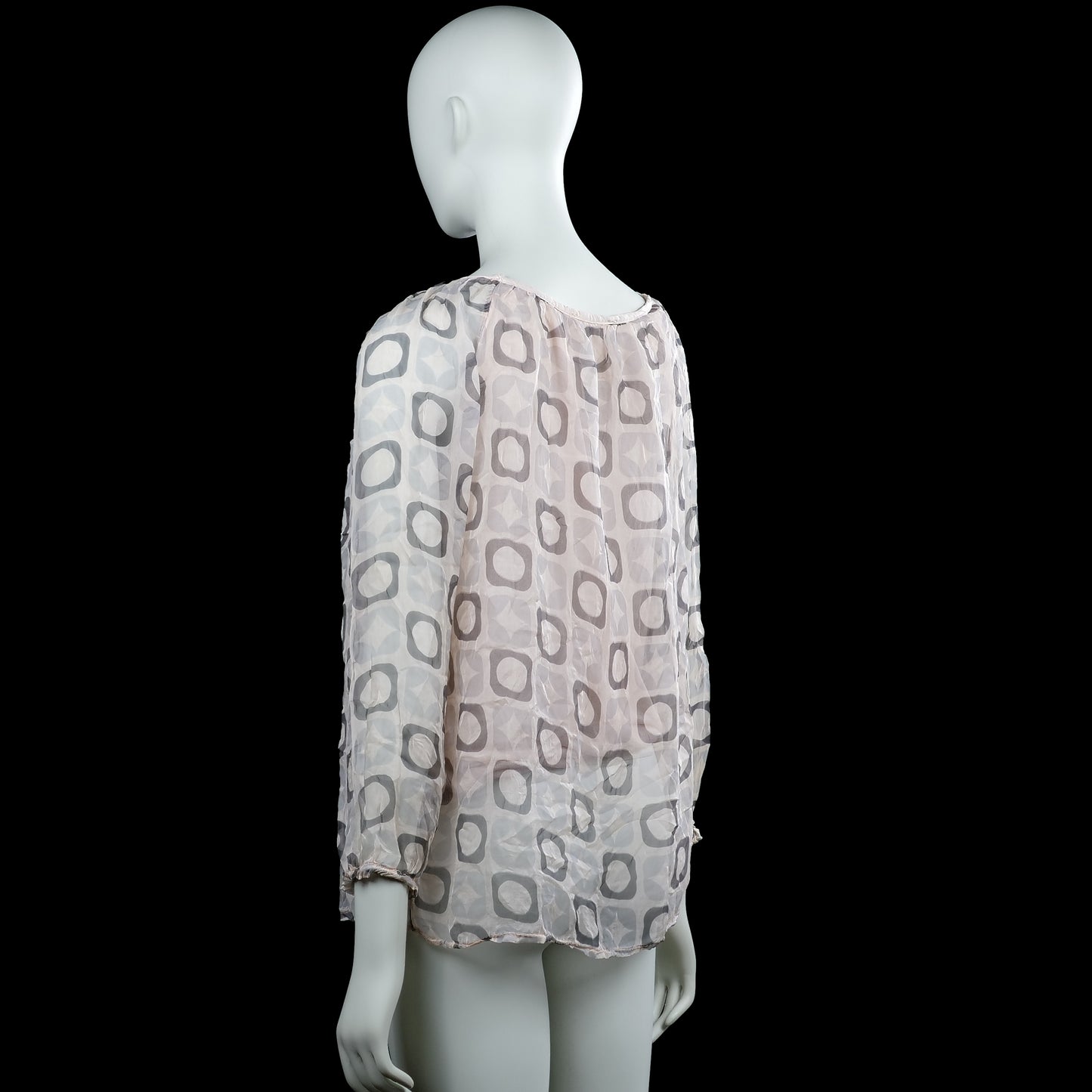 Blouse - White & Gray - Size M