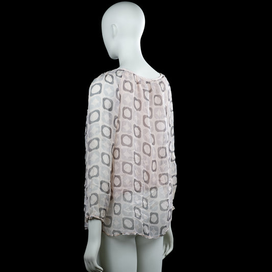 Blouse - White & Gray - Size M