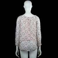 Blouse - White & Gray - Size M