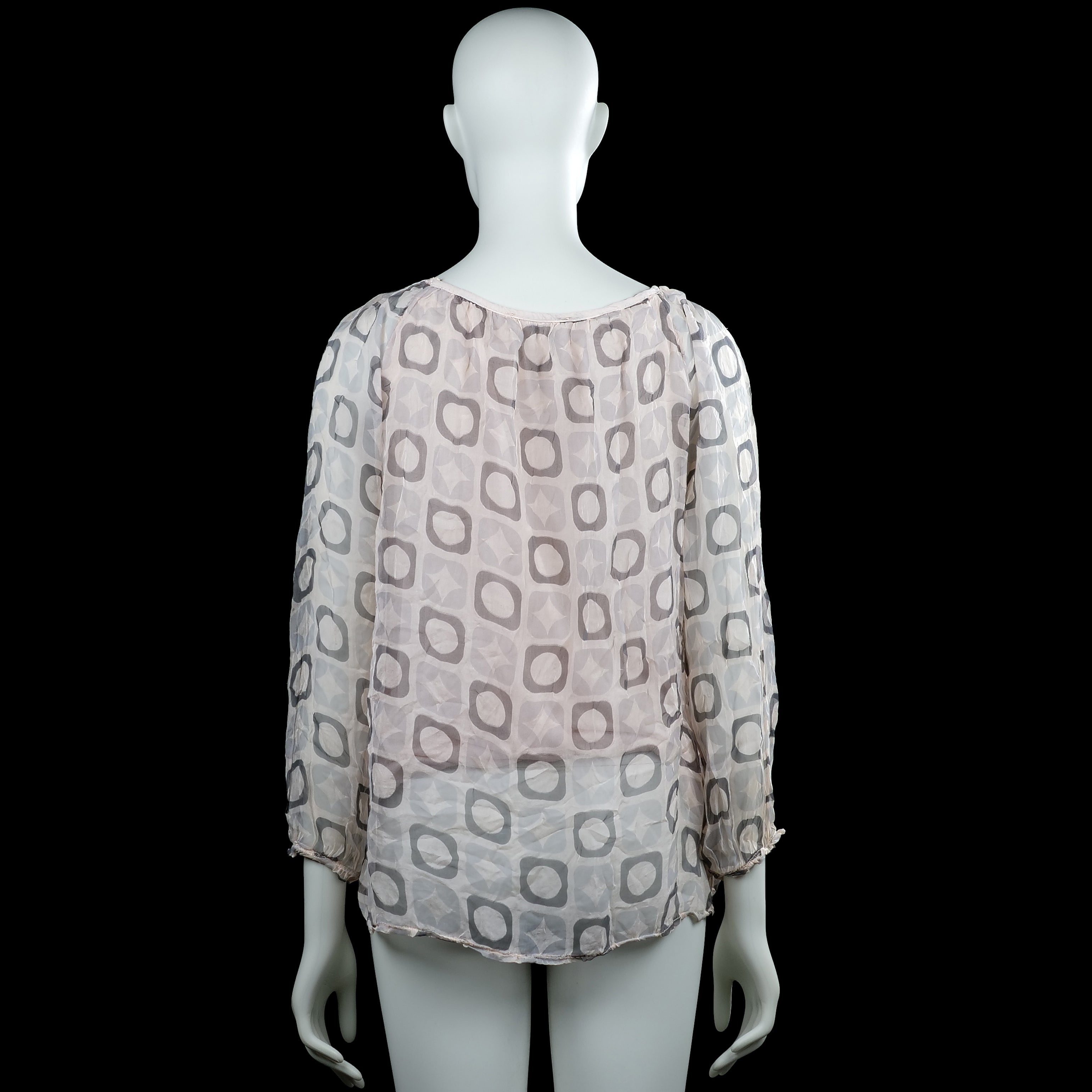 Blouse - White & Gray - Size M