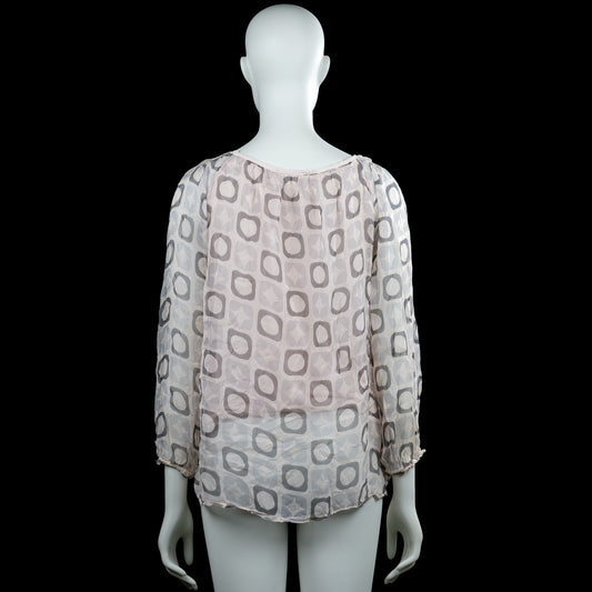 Blouse - White & Gray - Size M