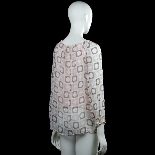 Blouse - White & Gray - Size M