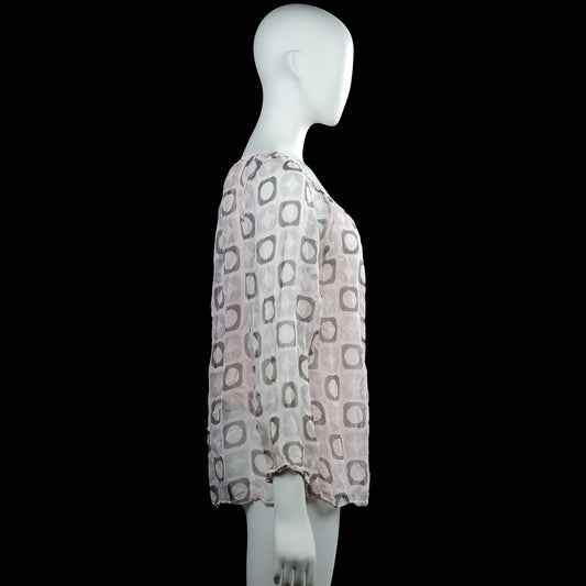 Blouse - White & Gray - Size M
