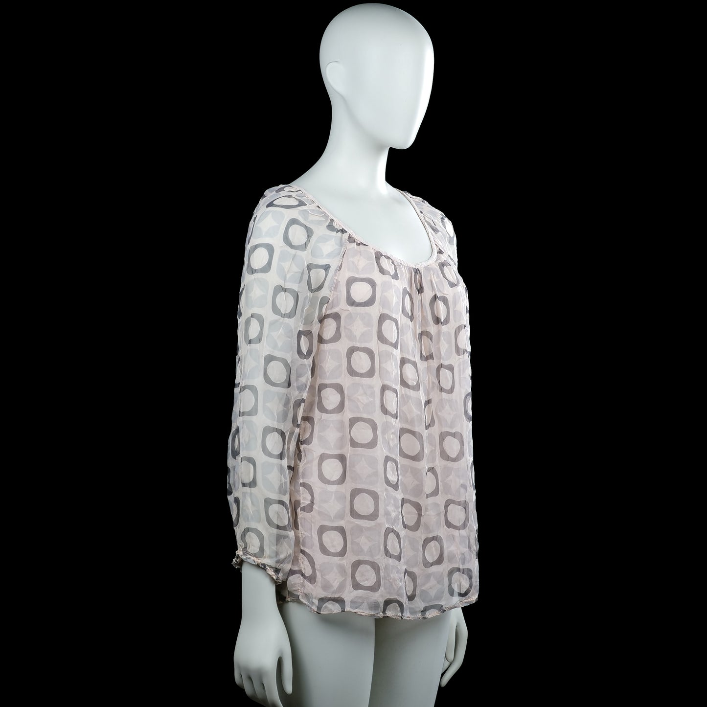 Blouse - White & Gray - Size M