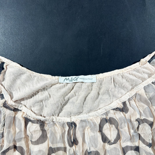 Blouse - White & Gray - Size M