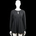 Only - Tunic - Black - Size M - Black solid long-sleeve top with a keyhole neckline. Straight hem and plain cuffs.