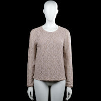 Ester elenora - Long-sleeve top - Taupe - Size M - Taupe top with an all-over floral lace pattern and a scoop neckline. Long sleeves with plain cuffs and a straight hem, with a back keyhole closure at the neck.