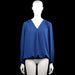 Chaus - Blouse - Royal Blue - Size M - Royal blue solid blouse with a V-neckline and long sleeves. Features elastic cuffs and an elastic hem.