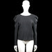 Lindex - Long-sleeve top - Dark Gray - Size L - Dark gray solid long-sleeve top with a V-neckline and a tie detail at the front. Features puff shoulders, plain cuffs, and a straight hem.