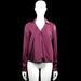 Beau - Blouse - Burgundy - Size 38 - Burgundy solid long-sleeve blouse with a classic collar and V-neck wrap-style front. Straight hem and button cuffs.