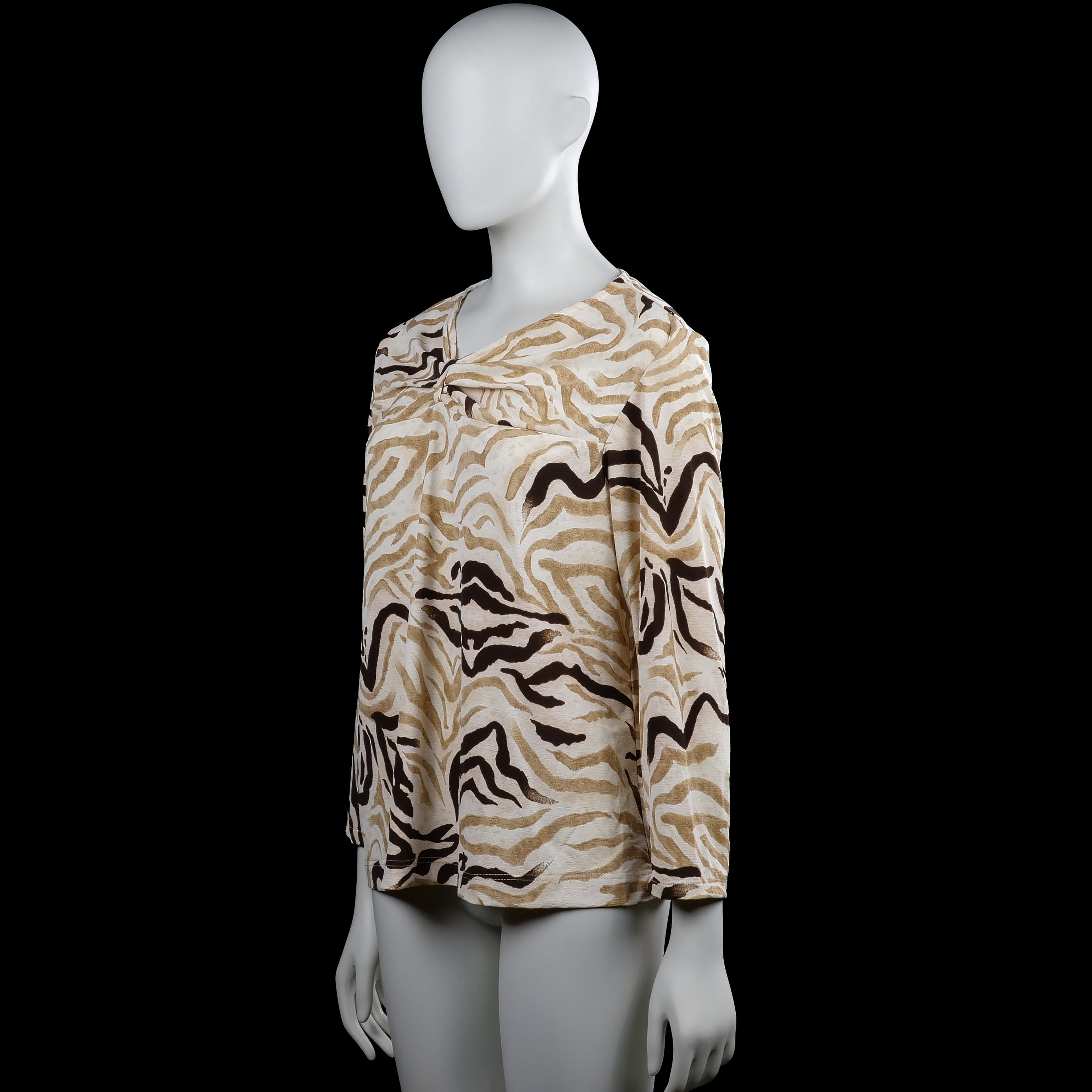 Long-sleeve top - Beige & Brown - Size L