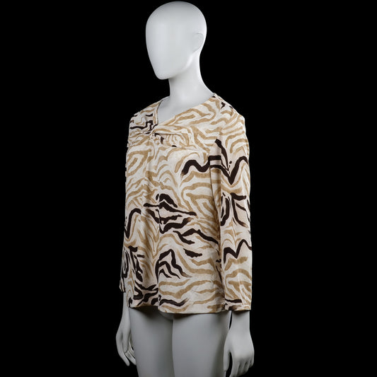 Long-sleeve top - Beige & Brown - Size L
