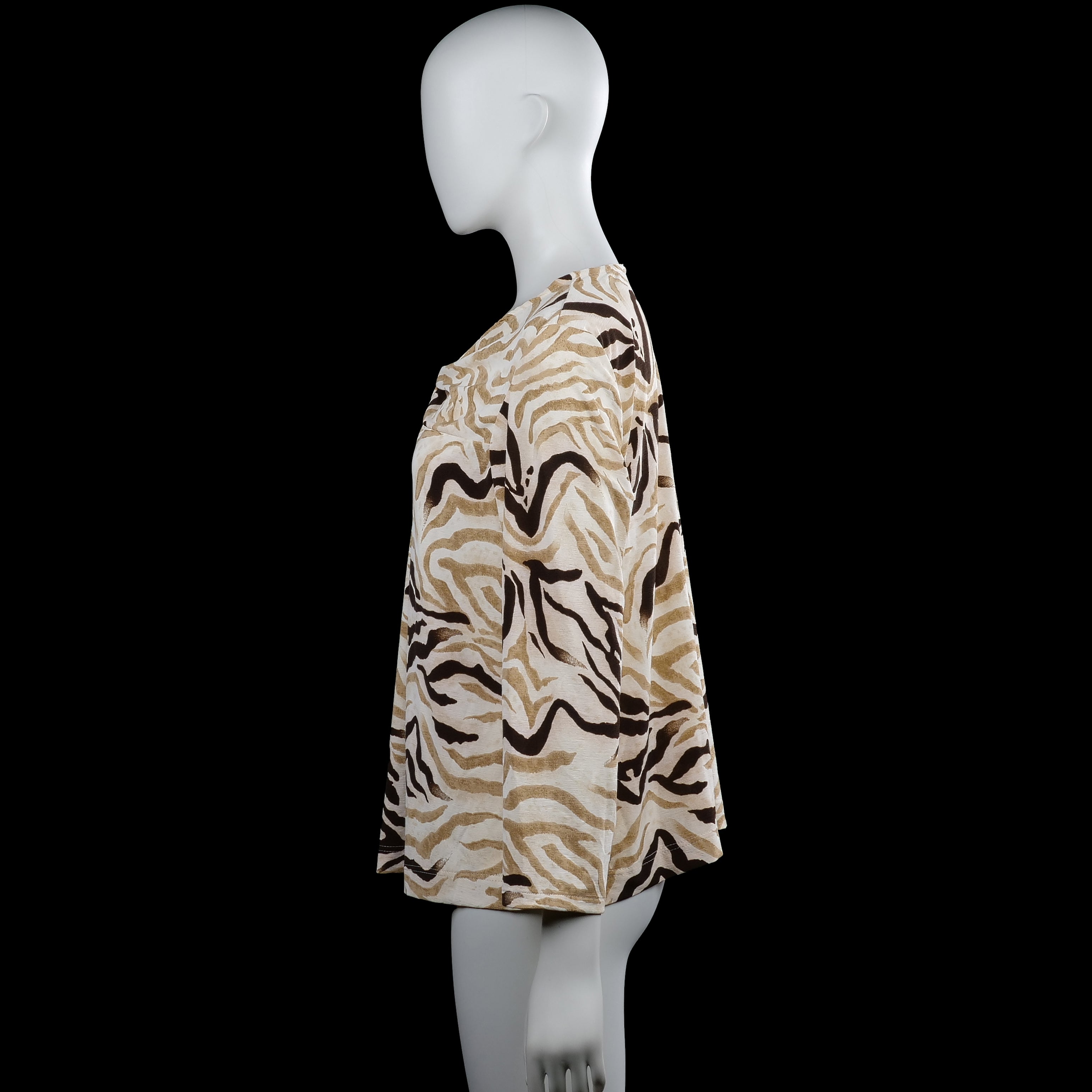 Long-sleeve top - Beige & Brown - Size L