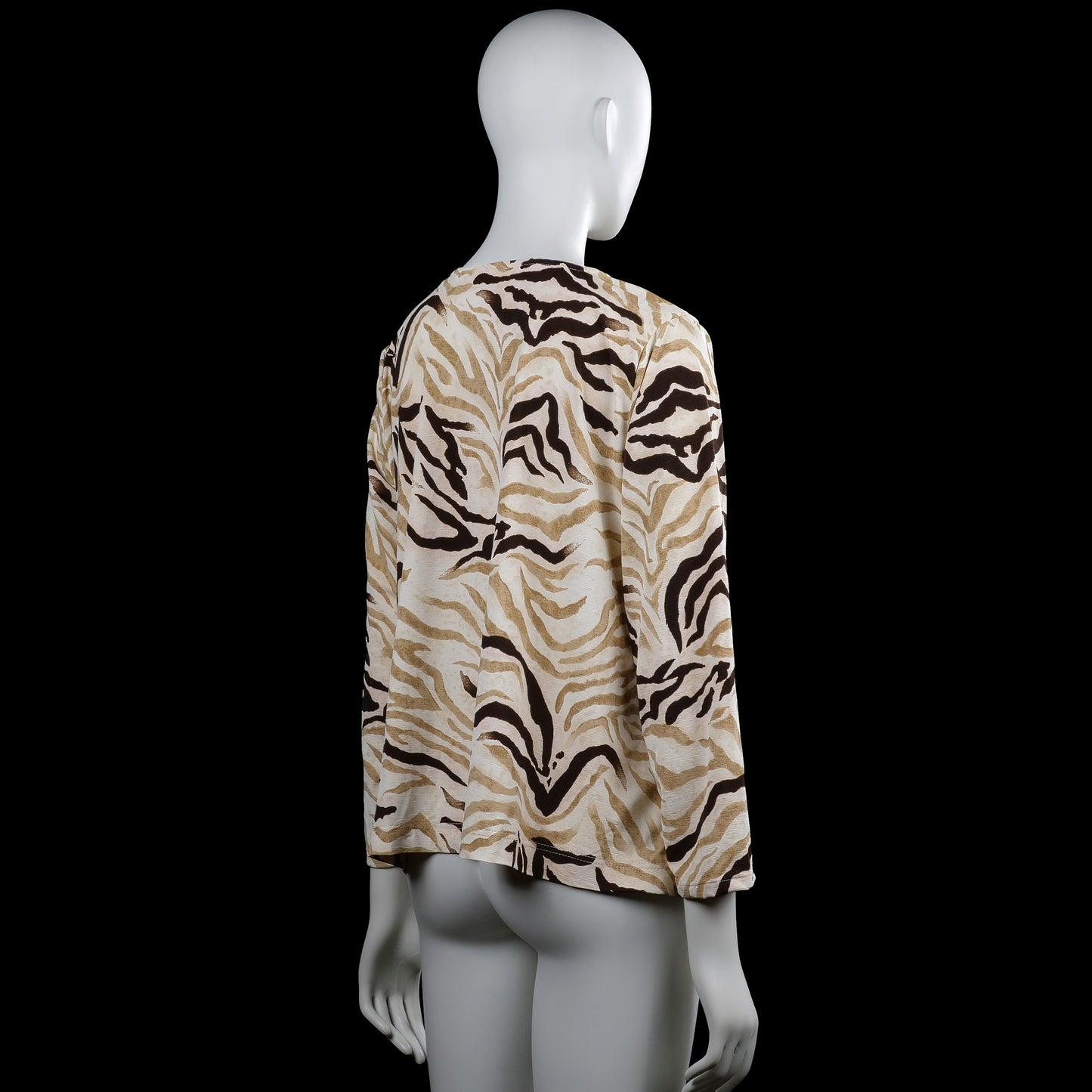 Long-sleeve top - Beige & Brown - Size L