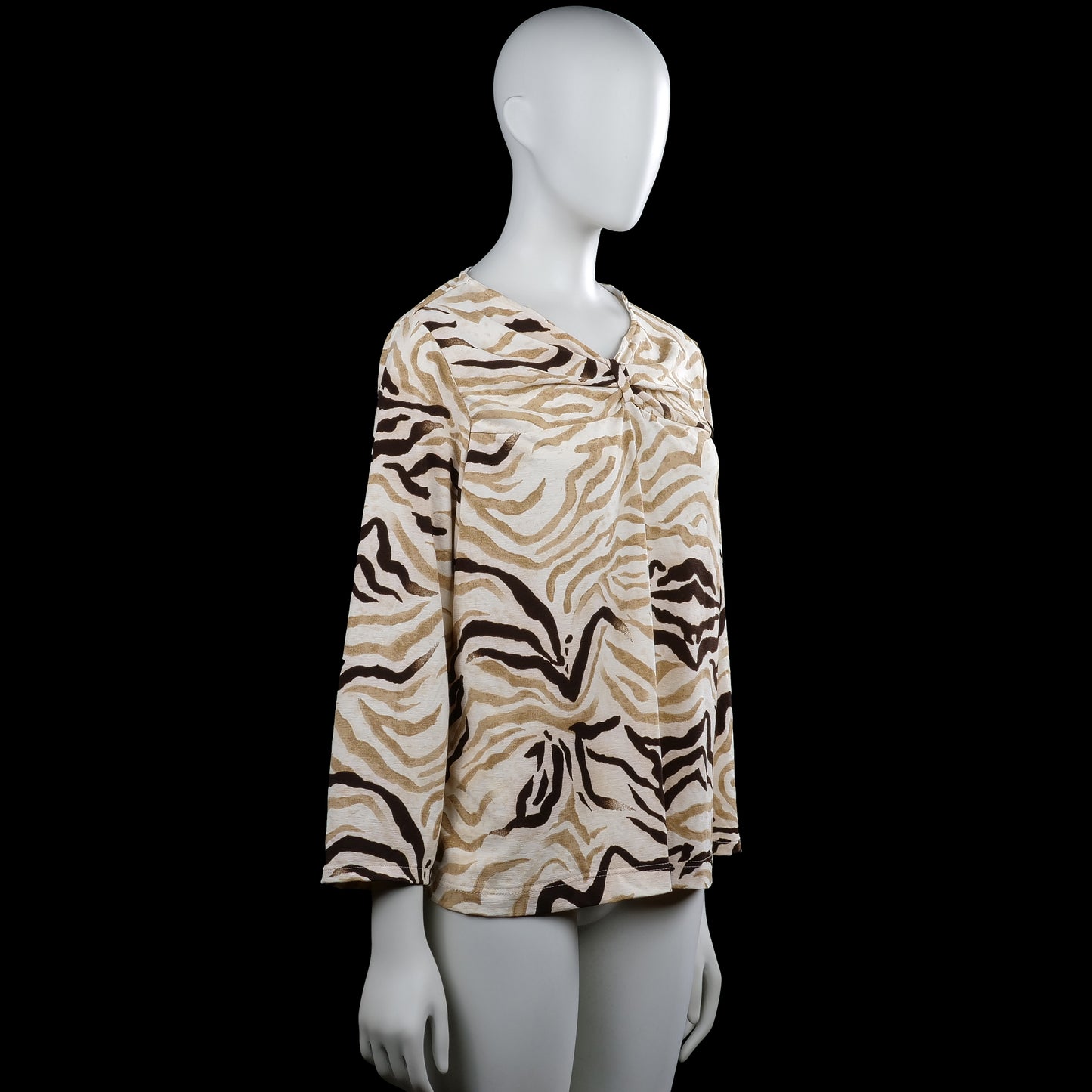 Long-sleeve top - Beige & Brown - Size L