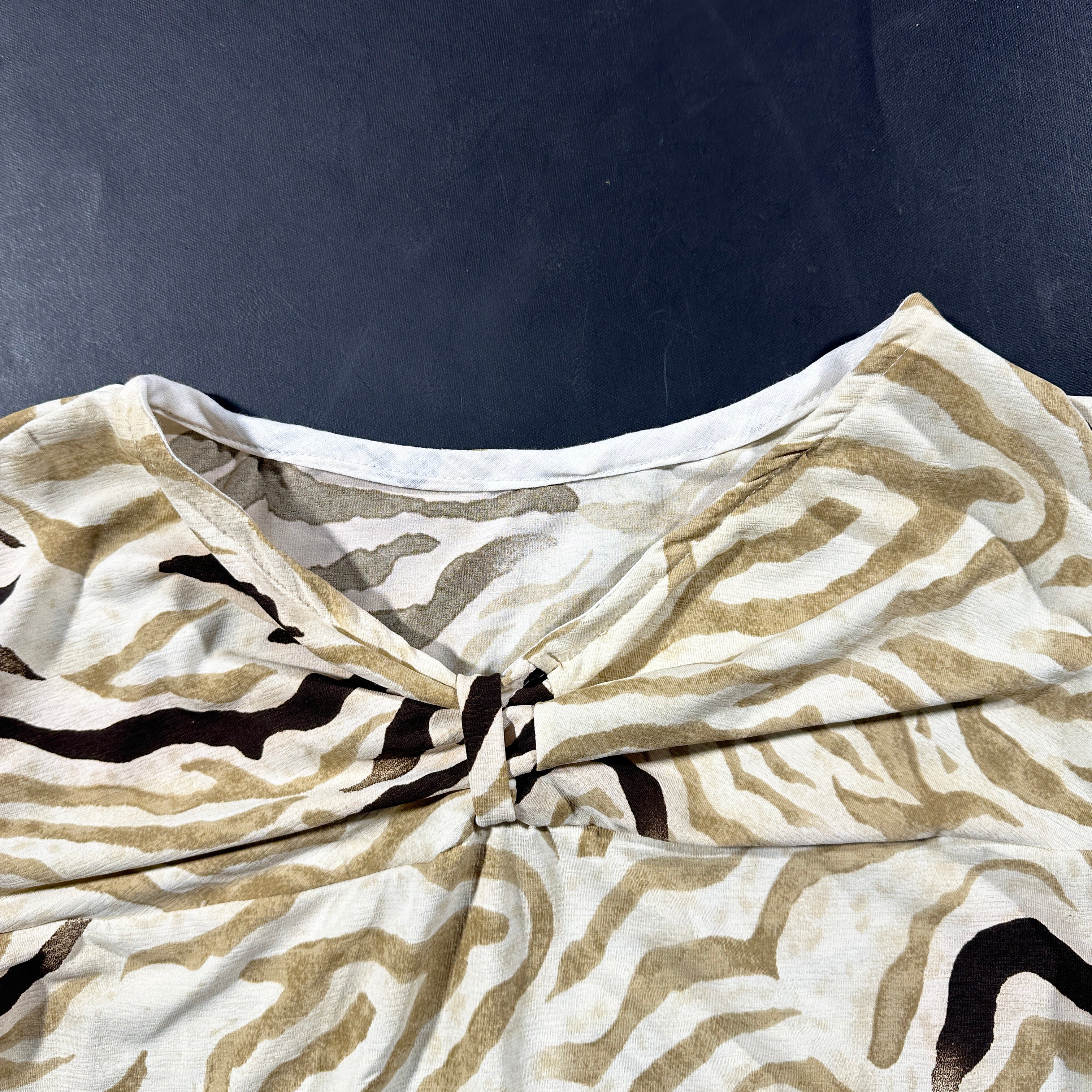 Long-sleeve top - Beige & Brown - Size L