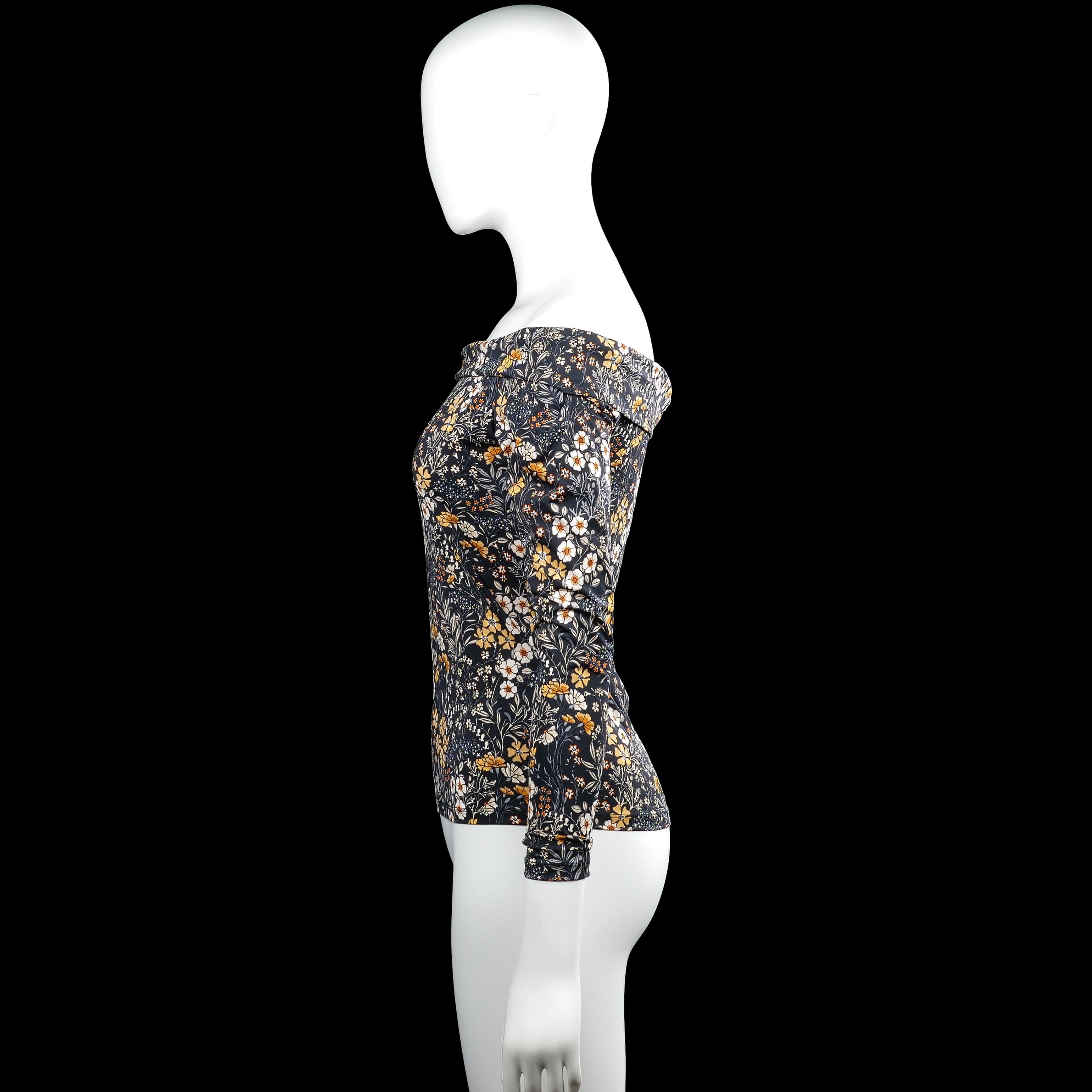 Long-sleeve top - Navy & White - Size S