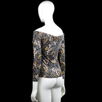 Long-sleeve top - Navy & White - Size S