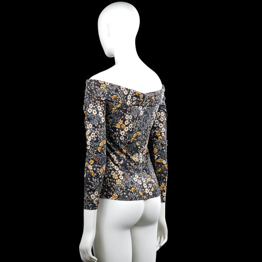 Long-sleeve top - Navy & White - Size S