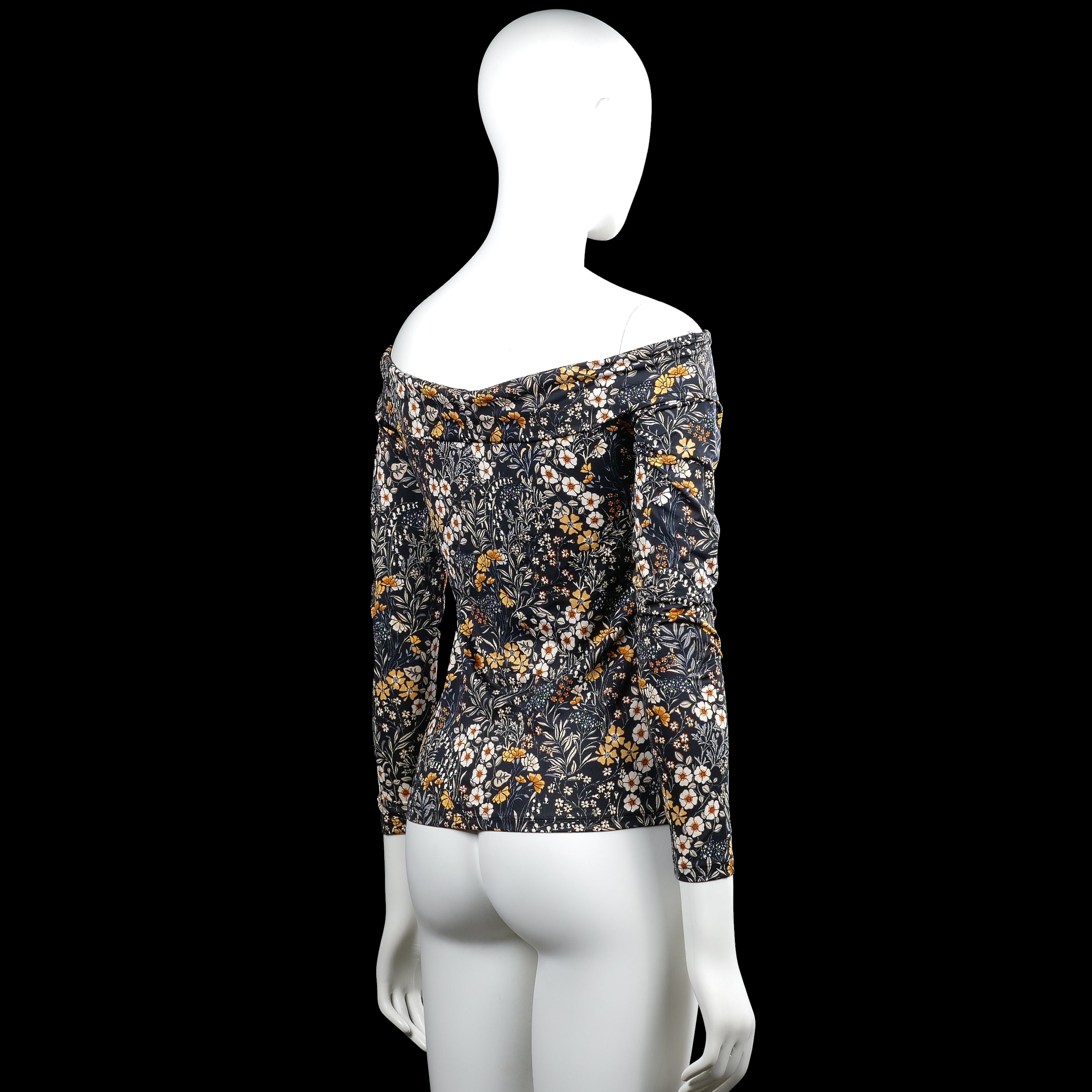 Long-sleeve top - Navy & White - Size S
