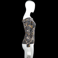 Long-sleeve top - Navy & White - Size S