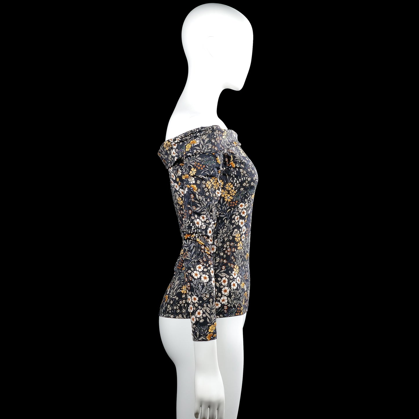 Long-sleeve top - Navy & White - Size S