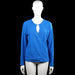 Rainbow - Long-sleeve top - Royal Blue - Size 40, 42 - Royal blue solid long-sleeve top with a round neckline and a keyhole opening at the center front. Wrap-style front and straight hem with plain cuffs.