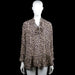 Zara - Tunic - Beige & Black - Size M - Beige and black leopard-pattern blouse with a tie at the V-neckline and long sleeves. Features a ruffled hem and ruffled sleeve ends.