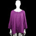 Lipo lipo - Tunic - Purple - Size 48, 50 - Solid purple top with a scoop neckline and a short button placket at the center front. Three-quarter sleeves with elastic cuffs and a straight hem.