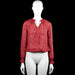 Only - Blouse - Red & Black - Size 36 - Red and black leopard-pattern blouse with a V-neck and tie detail at the neckline. Long sleeves with elastic cuffs and an elastic hem.