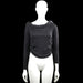 Shein - Long-sleeve top - Dark Gray - Size L - Dark gray solid top with a draped cowl neckline and long sleeves. Features plain cuffs and a straight hem.