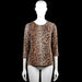 Indiska - Long-sleeve top - Beige & Black - Size XS - Beige and black leopard-pattern top with a round neck and three-quarter sleeves with plain cuffs. Straight hem and a small keyhole opening at the back neckline.