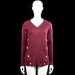 Esprit - Sweater - Burgundy - Size S - (NEW) - Burgundy solid knit top with a V-neck and long sleeves. Features a straight hem and decorative buttons along the sides near the hem.