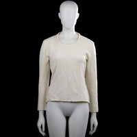 Sweater - Ivory - Size S - Ivory solid long-sleeve top with a round neckline and straight hem. Plain cuffs and visible vertical seam detailing on the front.
