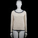 Boomerang - Sweater - Ivory & Navy - Size XS - Ivory long-sleeve top with a round neckline and navy trim at the neck, cuffs, and hem. Solid fabric with a curved hem and no visible closures.