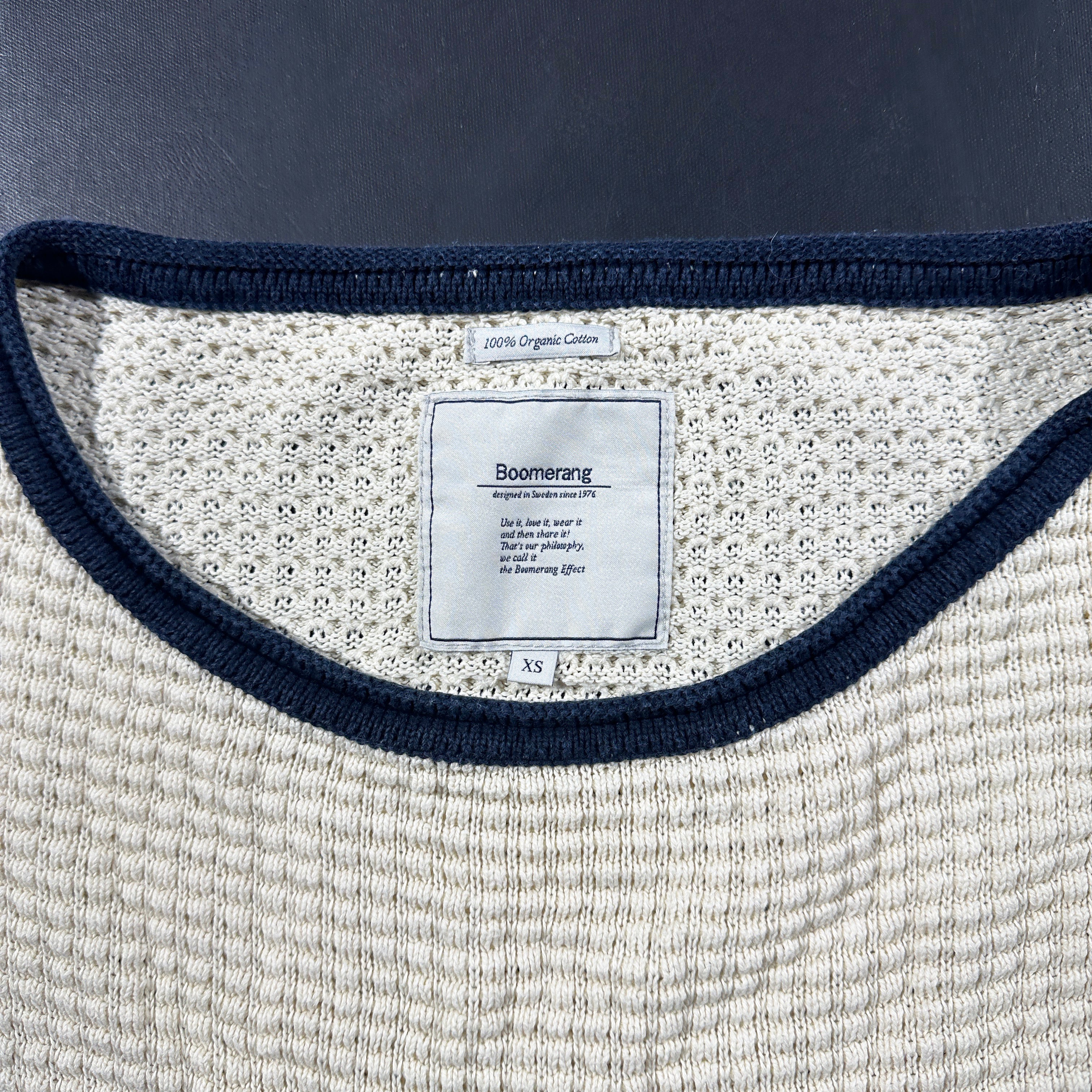Sweater - Ivory & Navy - Size XS
