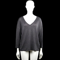 Drykorn - Long-sleeve top - Dark Gray - Size S - Dark gray solid long-sleeve top with a V-neckline and plain cuffs. Features a straight hem.