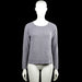 Sweater - Gray - Size L - Gray solid ribbed knit top with a round neckline and long sleeves. Straight hem with side slits and plain cuffs.