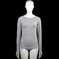 Work out - Long-sleeve top - Light Gray - Size 34, 36 - Light gray solid long-sleeve top with a round neckline and raglan-style seams. Straight hem and plain cuffs.
