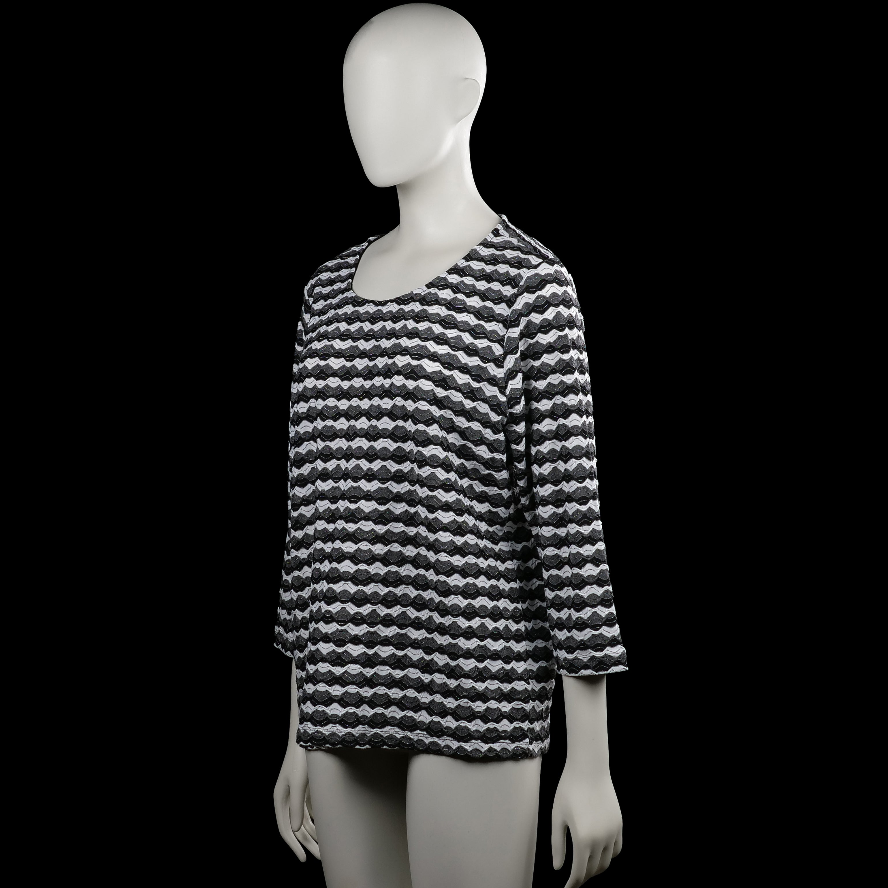 Long-sleeve top - Black & White - Size L