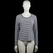 Cappuccini - Long-sleeve top - White & Navy - Size L - White and navy striped long-sleeve top with a round neck. Features plain cuffs and a curved hem.